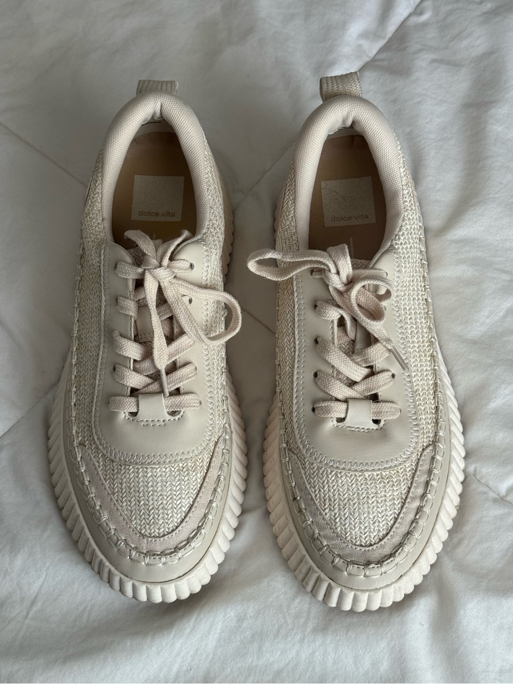Dolce Vita Denae Sandstone Knit Crochet Platform Sneakers - Size 9M - Picture 5 of 8